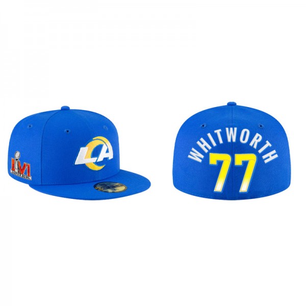 Men's Andrew Whitworth Los Angeles Rams Royal Super Bowl LVI Champions Fitted Hat