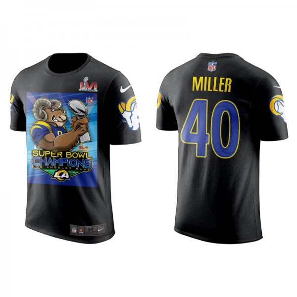 Men's Von Miller Los Angeles Rams Black Super Bowl LVI Champions Cartoon T-Shirt