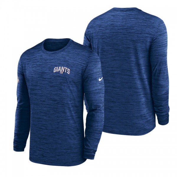 Men's New York Giants Nike Royal Velocity Athletic Stack Performance Long Sleeve T-Shirt