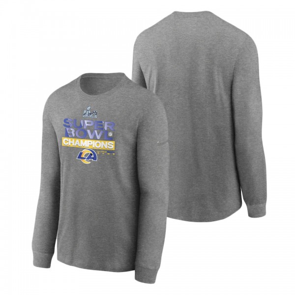Men's Los Angeles Rams Nike Heathered Charcoal Super Bowl LVI Champions Locker Room Trophy Collection Long Sleeve T-Shirt