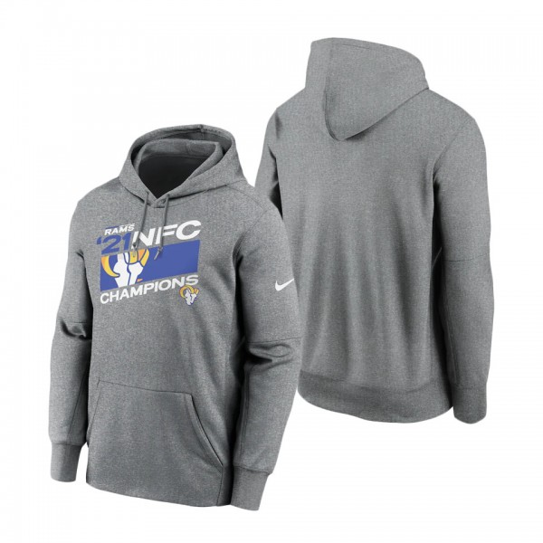 Men's Los Angeles Rams Nike Heathered Charcoal 2021 NFC Champions Iconic Pullover Hoodie