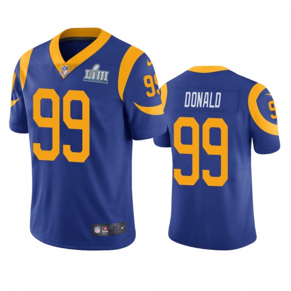Los Angeles Rams Aaron Donald Royal Nike Super Bowl LIII Vapor Untouchable Limited Jersey - Men