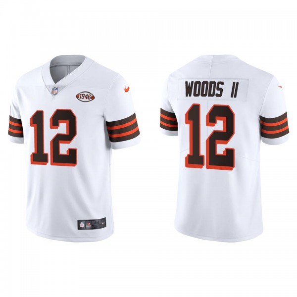 Men's Cleveland Browns Michael Woods II White 1946...