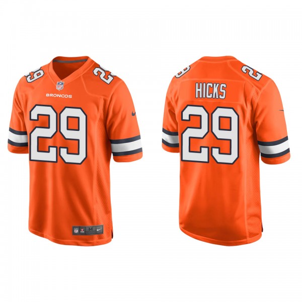 Men's Denver Broncos Faion Hicks Orange Alternate Game Jersey