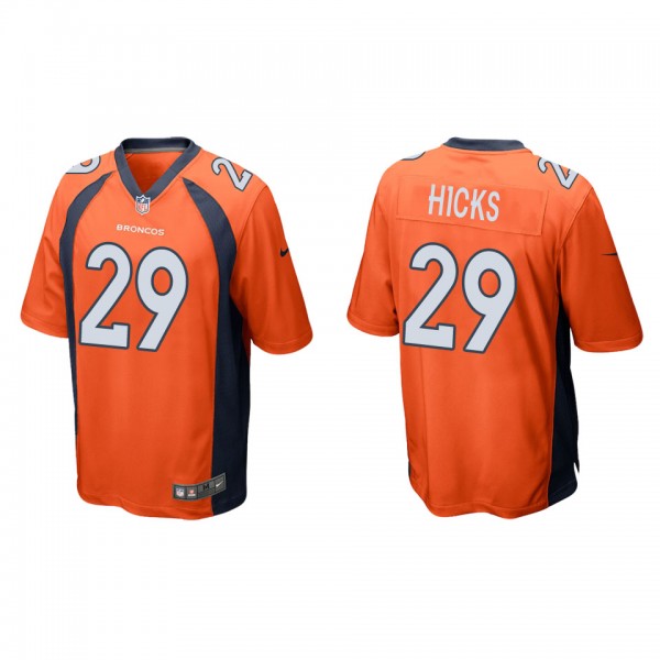 Men's Denver Broncos Faion Hicks Orange Game Jerse...