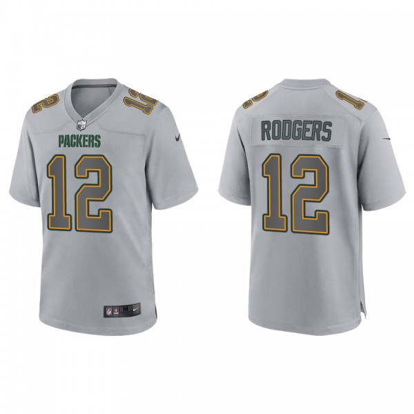 Men's Aaron Rodgers Green Bay Packers Gray Atmosphere Fashion Game Jersey