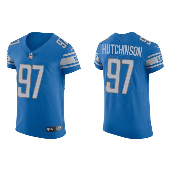 Men's Detroit Lions Aidan Hutchinson Blue 2022 NFL Draft Vapor Elite Jersey