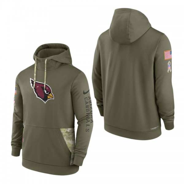 Men's Arizona Cardinals Olive 2022 Salute to Service Therma Performance Pullover Hoodie