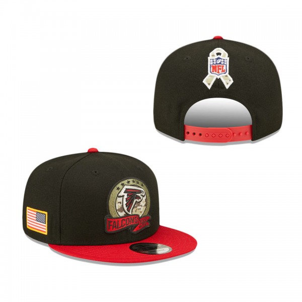 Men's Atlanta Falcons Black Red 2022 Salute To Service 9FIFTY Snapback Hat