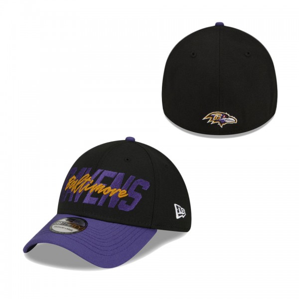 Men's Baltimore Ravens New Era Black Purple 2022 NFL Draft 39THIRTY Flex Hat