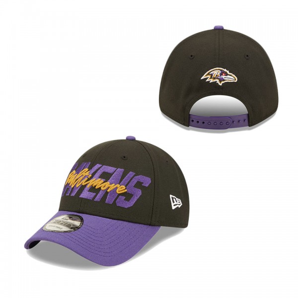 Men's Baltimore Ravens New Era Black Purple 2022 NFL Draft 9FORTY Adjustable Hat