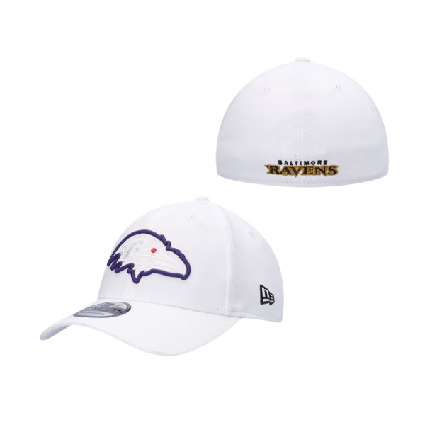 Men's Baltimore Ravens White Team White Out 39THIRTY Flex Hat