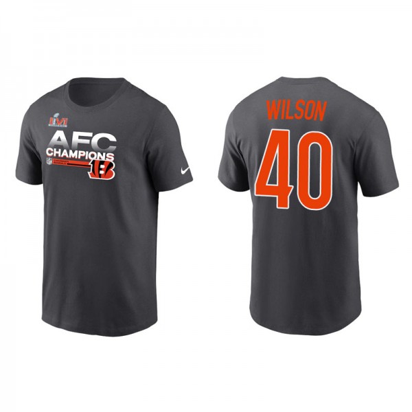 Men's Cincinnati Bengals Brandon Wilson Anthracite 2021 AFC Champions Locker Room Trophy T-Shirt