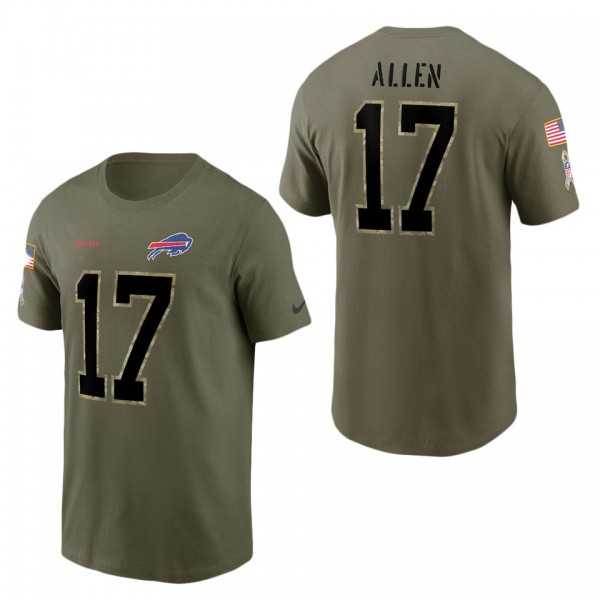Men's Buffalo Bills Josh Allen Olive 2022 Salute To Service Name & Number T-Shirt
