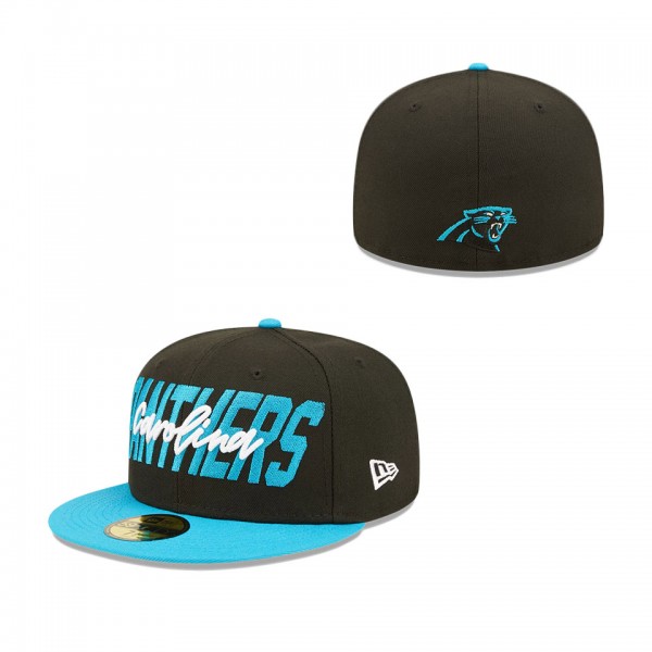 Men's Carolina Panthers New Era Black Blue 2022 NFL Draft On Stage 59FIFTY Fitted Hat