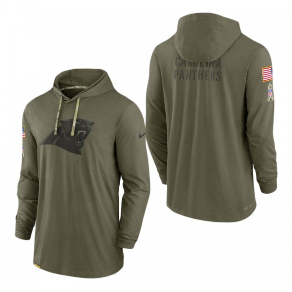 Men's Carolina Panthers Olive 2022 Salute to Service Tonal Pullover Hoodie