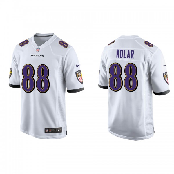 Men's Baltimore Ravens Charlie Kolar White Game Je...