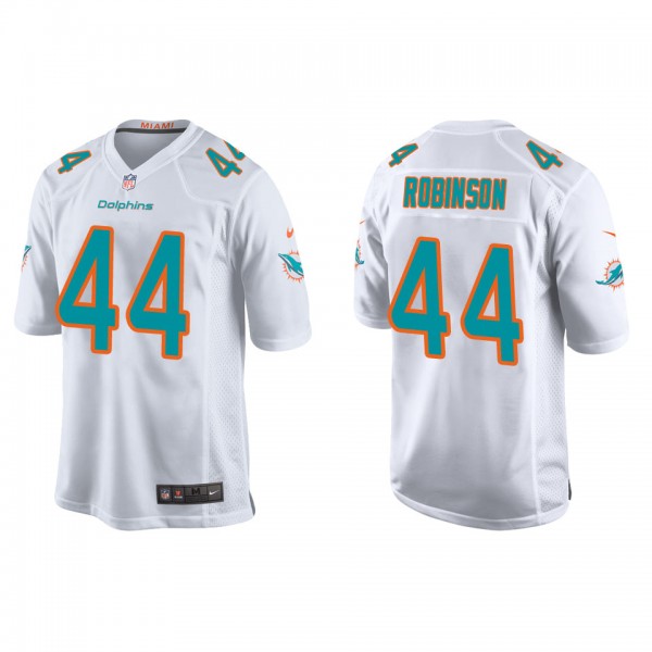 Men's Chop Robinson Miami Dolphins White Game Jers...