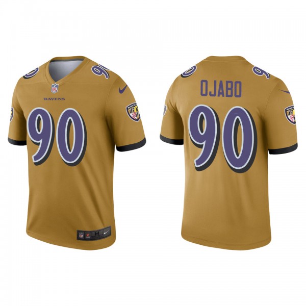 Men's Baltimore Ravens David Ojabo Gold Inverted L...