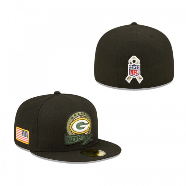 Men's Green Bay Packers Black 2022 Salute To Service 59FIFTY Fitted Hat
