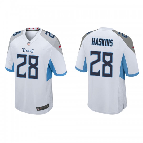 Men's Tennessee Titans Hassan Haskins White Game J...