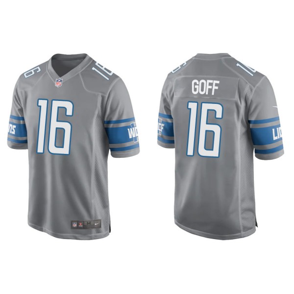 Men's Detroit Lions Jared Goff Silver Game Jersey