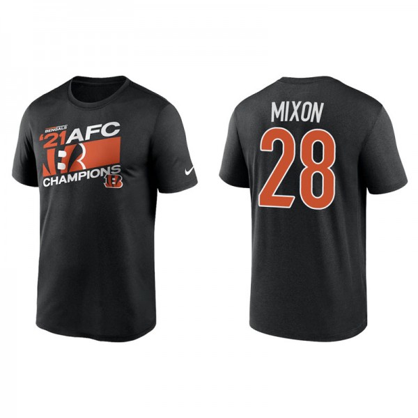 Men's Cincinnati Bengals Joe Mixon Black 2021 AFC Champions Iconic T-Shirt