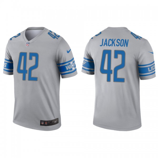 Men's Detroit Lions Justin Jackson Gray Inverted L...