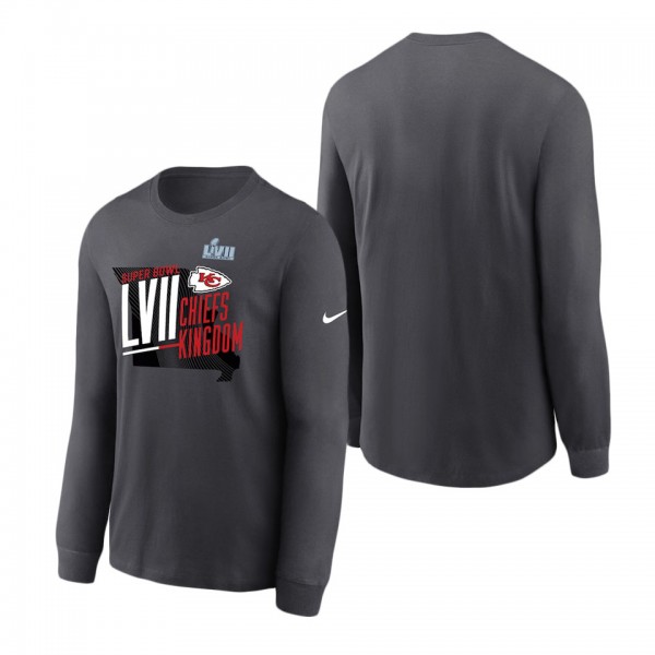 Men's Kansas City Chiefs Nike Anthracite Super Bowl LVII Local Phrase Long Sleeve T-Shirt