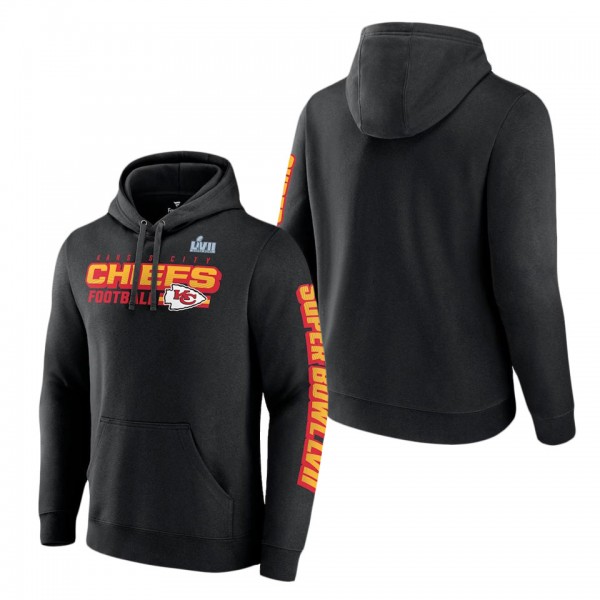 Men's Kansas City Chiefs Fanatics Branded Black Super Bowl LVII Star Trail Pullover Hoodie