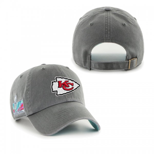 Men's Kansas City Chiefs '47 Charcoal Super Bowl LVII Side Patch Clean Up Adjustable Hat