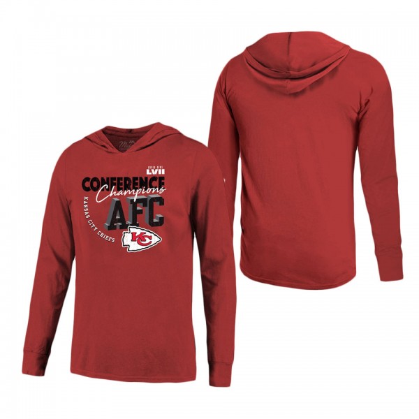 Men's Kansas City Chiefs Majestic Threads Red 2022 AFC Champions High Tide Long Sleeve Hoodie T-Shirt