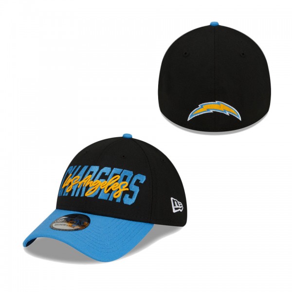 Men's Los Angeles Chargers New Era Black Powder Blue 2022 NFL Draft 39THIRTY Flex Hat