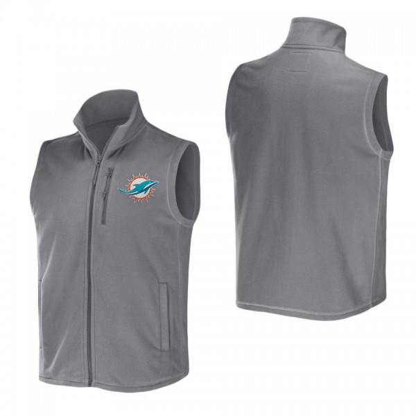 Men's Miami Dolphins NFL x Darius Rucker Collection by Fanatics Gray Polar Fleece Full-Zip Vest