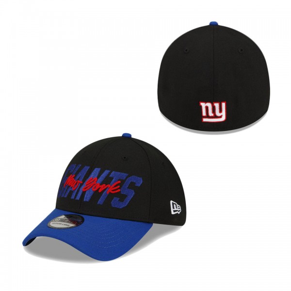 Men's New York Giants New Era Black Royal 2022 NFL Draft 39THIRTY Flex Hat