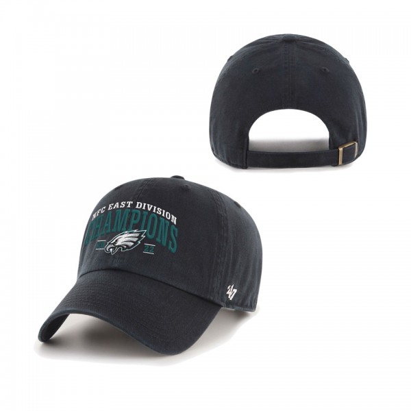 Men's Philadelphia Eagles '47 Black 2022 NFC East Division Champions Clean Up Adjustable Hat