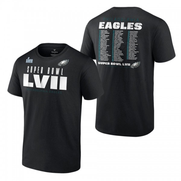 Men's Philadelphia Eagles Fanatics Branded Black Super Bowl LVII Varsity Roster T-Shirt
