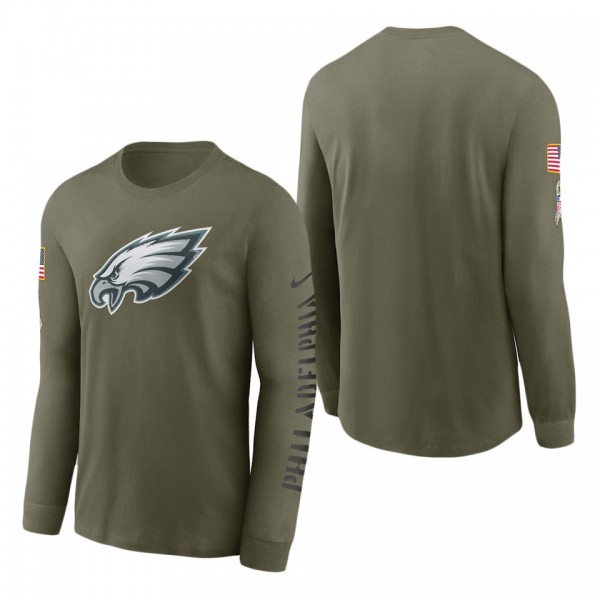 Men's Philadelphia Eagles Olive 2022 Salute To Service Long Sleeve T-Shirt