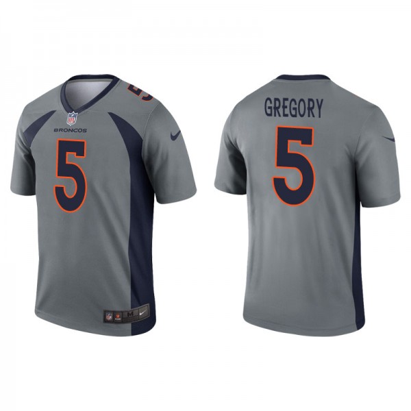 Men's Denver Broncos Randy Gregory Gray Inverted L...