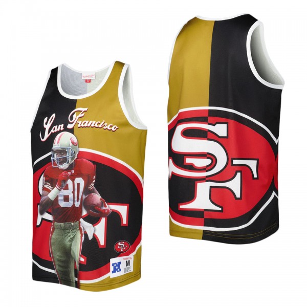 Men's San Francisco 49ers Jerry Rice Mitchell & Ness Black Gold Retired Player Graphic Tank Top