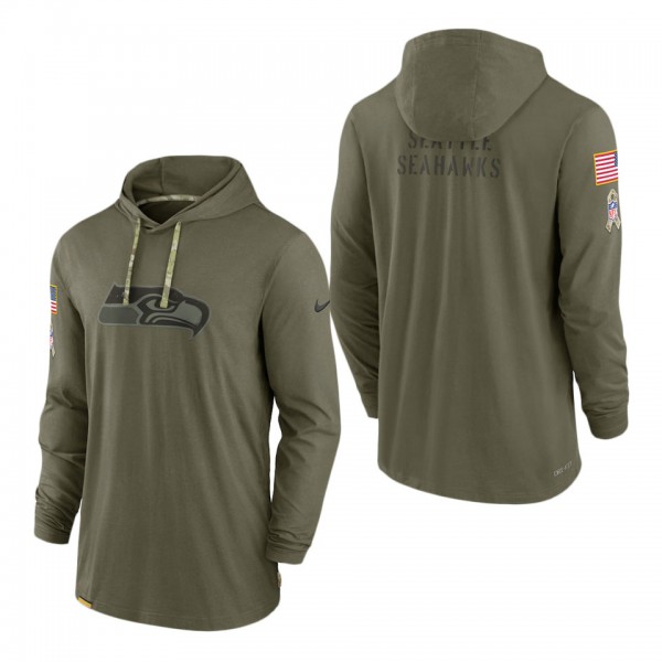 Men's Seattle Seahawks Olive 2022 Salute to Service Tonal Pullover Hoodie