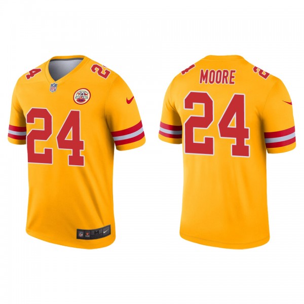 Men's Kansas City Chiefs Skyy Moore Gold 2022 NFL Draft Inverted Legend Jersey