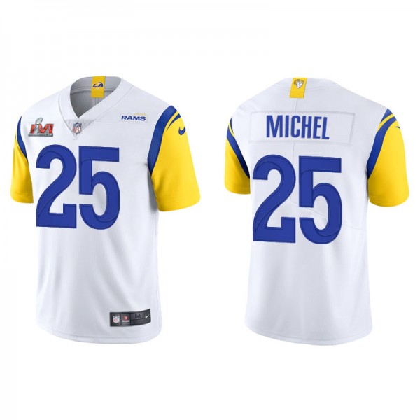 Men's Los Angeles Rams Sony Michel White Super Bowl LVI Vapor Limited Jersey