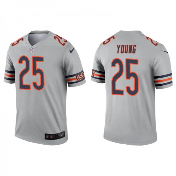 Men's Chicago Bears Tavon Young Silver Inverted Le...