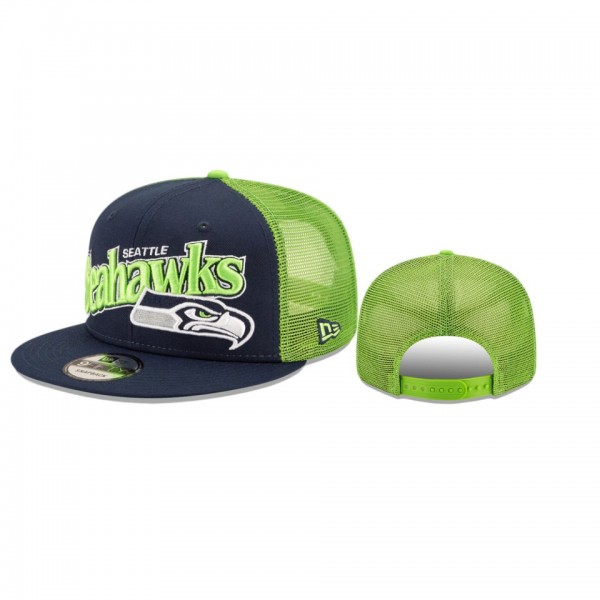 Seattle Seahawks Navy Green Mesh Effect 9FIFTY Snapback Hat