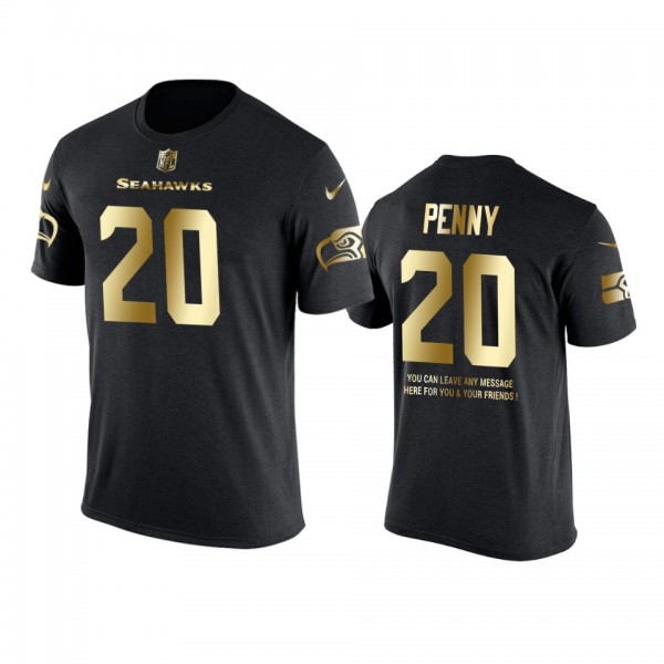 Seattle Seahawks #20 Rashaad Penny Metall Dark Nike Golden Special T-Shirt - Men