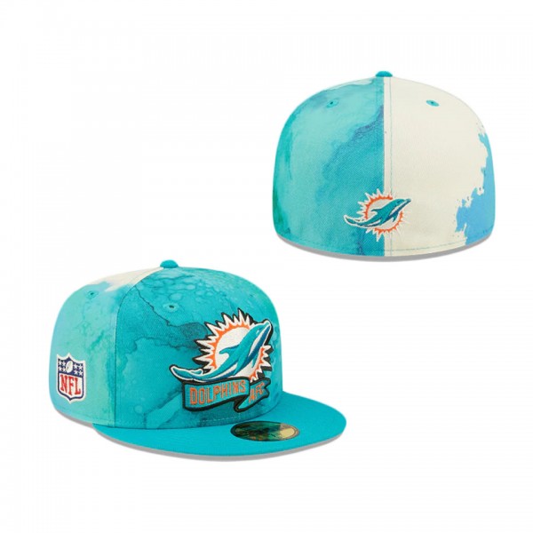 Miami Dolphins 2022 Sideline Ink Dye 59FIFTY Fitte...