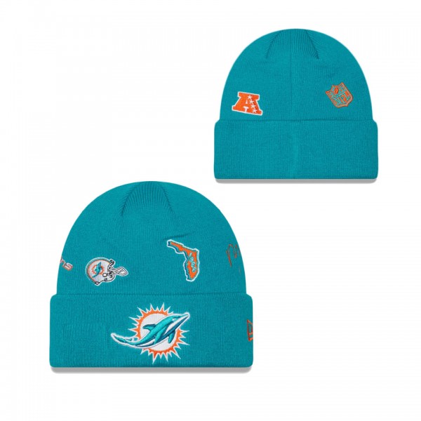 Men's Miami Dolphins Aqua Identity Cuffed Knit Hat