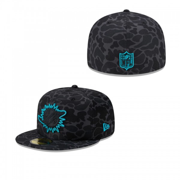Men's Miami Dolphins Black Amoeba Camo 59FIFTY Fitted Hat