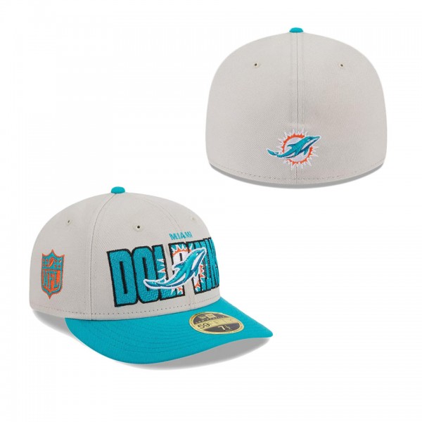 Men's Miami Dolphins Stone Aqua 2023 NFL Draft Low Profile 59FIFTY Fitted Hat